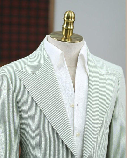 Green Striped Seersucker Suit – Inspired by Classic Men’s Seersucker Suits Plus Size
